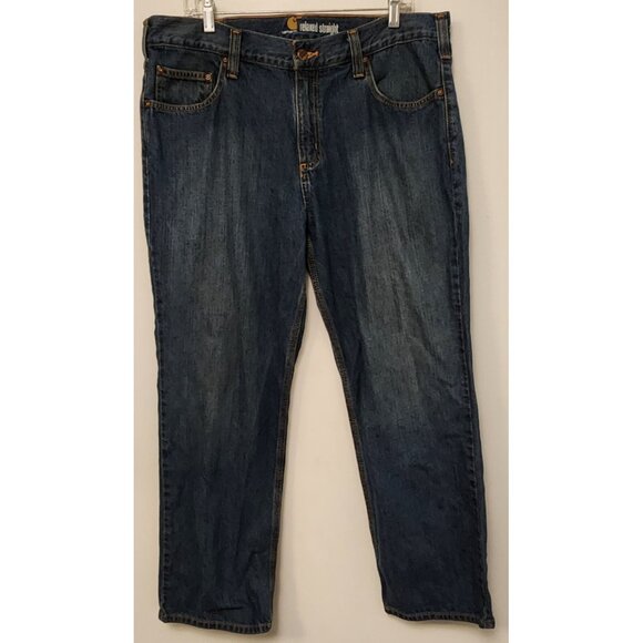 Carhartt Work Jeans Relaxed Straight Fit Blue Medium Wash Mens Size 38 x 30 - Picture 2 of 15